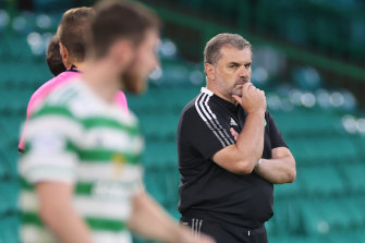 Ange Postecoglou on the sidelines at Celtic Park.
