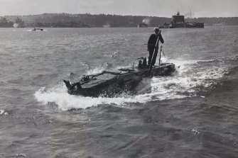 X-craft midget submarine operating at speed.
