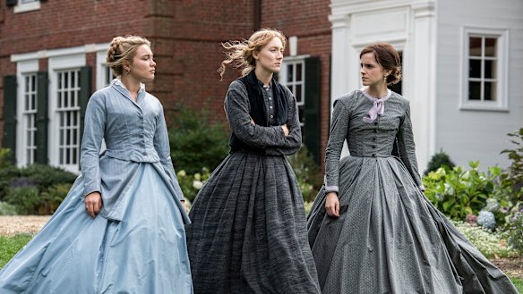 Florence Pugh, Saoirse Ronan and Emma Watson in Little Women.