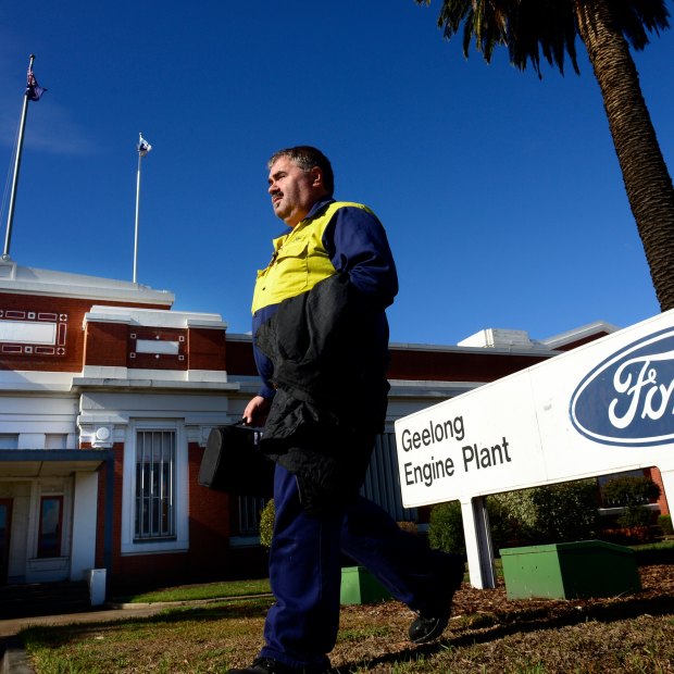 Henry Fuller leaves the Geelong Ford plant in 2013, the day the closure was announced.