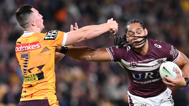 Martin Taupau and the Sea Eagles belted the Broncos.