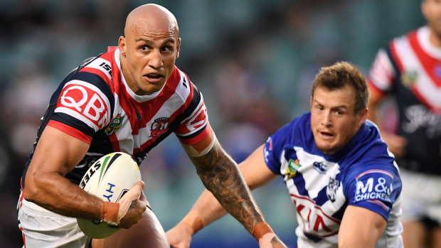 Running man: Roosters winger Blake Ferguson leads the NRL in metres gained in 2018.