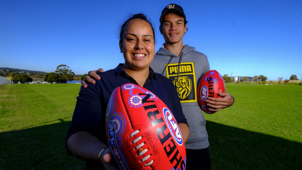 Rioli with Rheanna Lotter and this weekend's specially designed Sherrins.