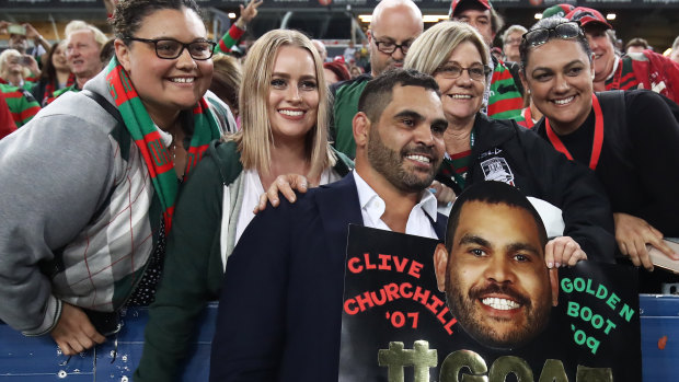 Vulnerable: Despite the smiles at his official Rabbitohs farewell, Greg Inglis is reportedly struggling off the field.