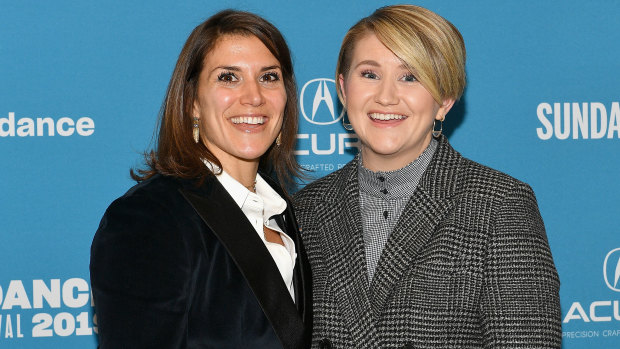  Brittany O'Neill (left) and comedian Jillian Bell at the the premiere of Brittany Runs a Marathon at the Sundance Film Festival. 