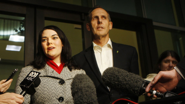 Senator Sarah Hanson-Young with then Greens leader Bob Brown in 2009.