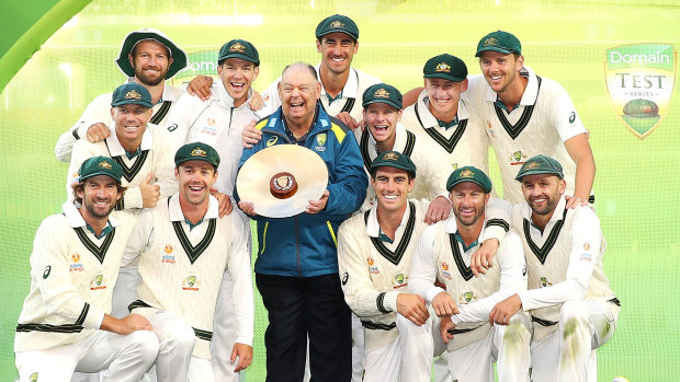 Australia celebrate after their 2-0 series win over Pakistan.