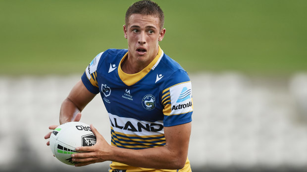 Jakob Arthur, son of Eels coach Brad, runs the ball on Thursday night.