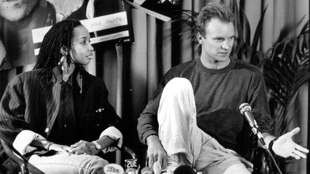 Sting at the Sebel Town House with Dolette McDonald, a member of his band the Blue Turtles.