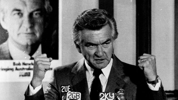 Bob Hawke on the election trail in 1983