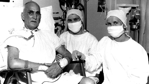 Mr Richard Pye, Australia’s first heart transplant patient St. Vincent’s Hospital, October 29, 1968.
