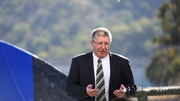 Tamworth mayor Col Murray at the opening of Chaffey Dam in 2016.