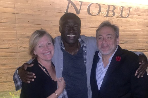 Former executive producer of The Voice Julie Ward with Seal and Adrian Swift in Los Angeles.