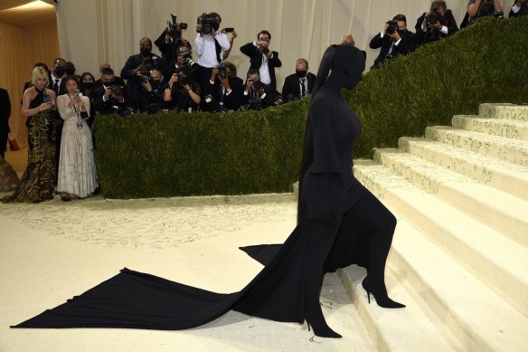 When in doubt, reach for a black bag: Kim Kardashian at the Met Gala.