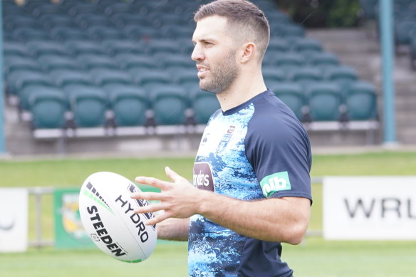 James Tedesco was on restricted duties at NSW Blues training on Tuesday.