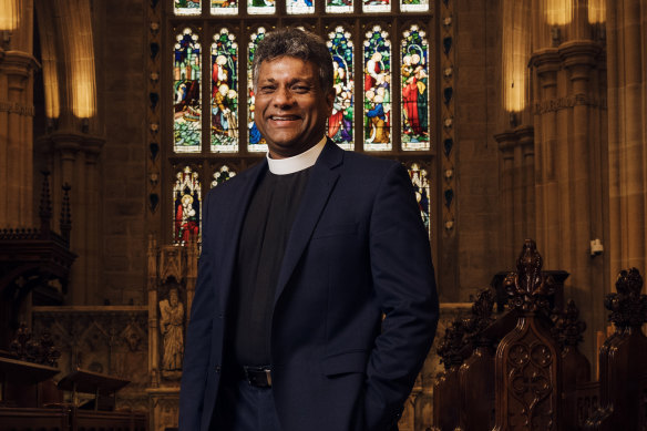 Anglican Archbishop of Sydney Kanishka Raffel at St Andrew’s Cathedral.