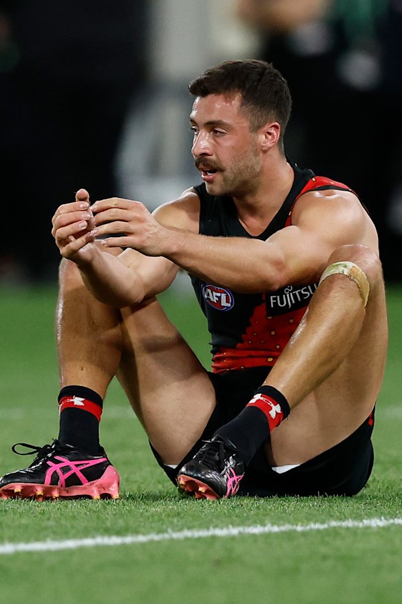 A dejected Kyle Langford after the Anzac Day draw.