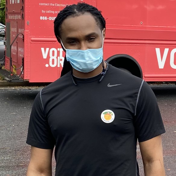 Andre Williams voted for Joe Biden at an early voting site in Cobb County, Georgia.