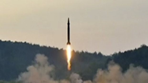A Hwasong-5 type ballistic missile launched in North Korea.