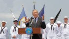 Former US defence secretary Donald Rumsfeld on the deck of the USS McCampbell in 2006. 