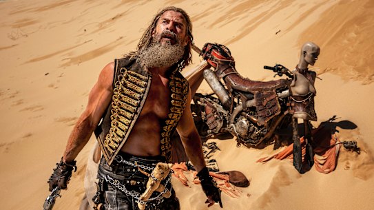 Chris Hemsworth almost steals the show as warlord Dementis in Furiosa: A Mad Max Saga.