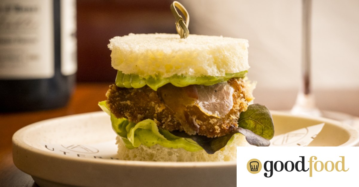 Auterra abalone schnitzel on shokupan at Amaru restaurant’s spin-off wine bar in Armadale