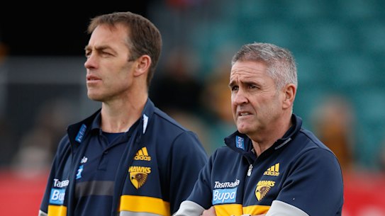 Alastair Clarkson with long-time offsider Chris Fagan in 2015.