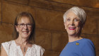 Aviation pioneers Deborah Lawrie, left, and Beverley Bass.