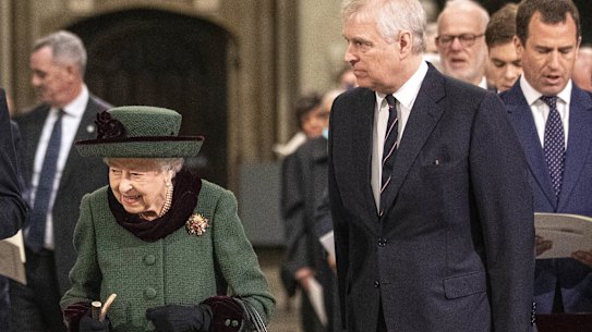 Prince Andrew with his mother, Queen Elizabeth II, in 2022.