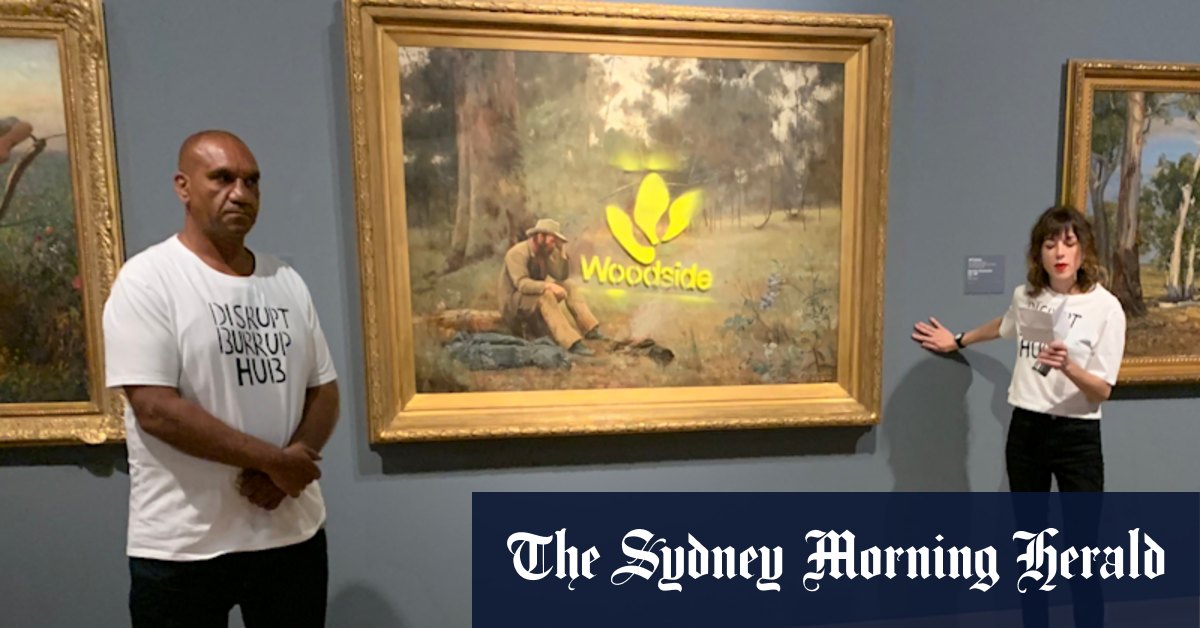 Art Gallery of WA painting sprayed with Woodside logo in protest of Burrup Hup - Vimarsana News