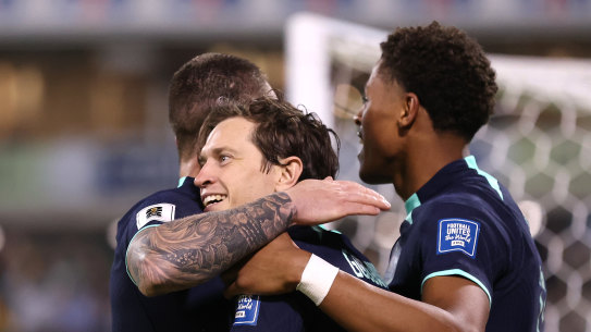 Craig Goodwin starred for Australia in their 5-0 win over Lebanon