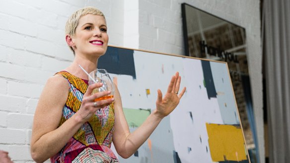 Sarah Kelk, artist and designer, overseeing a painting class by Thankyou to celebrate their collaboration on Tuesday.