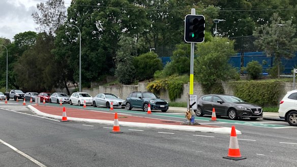 The newly-established COVID-19 testing site at the QUT Kelvin Grove campus in inner-Brisbane.