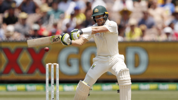 Tim Paine takes an aggressive approach against the Black Caps attack on day two.
