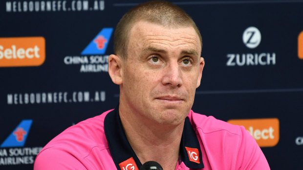 Moving on up: Melbourne coach Simon Goodwin refuses to let memories of last year's finals miss cloud the opportunity to make the top eight in 2018.