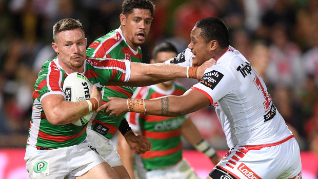 Too good: Rabbitohs rake Damien Cook was dominant against the Dragons.