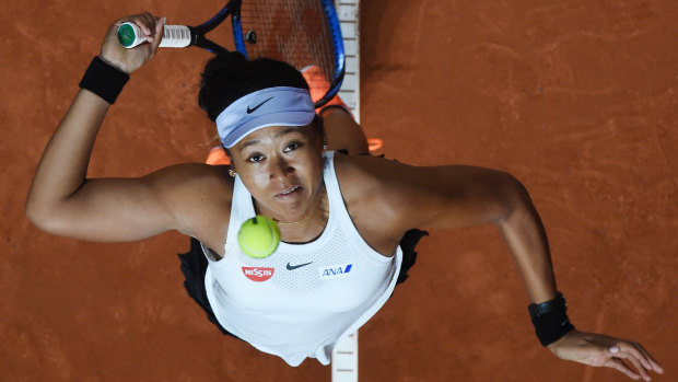 Naomi Osaka in action in Stuttgart, where she is starting her preparation for the French Open.