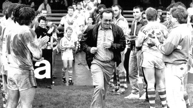 Simpler days: Roy Masters with the Dragons in 1987. Back then, coaching changes took place at the end of the season.