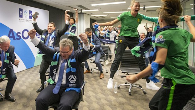 FFA chair Chris Nikou celebrates the news Australian football has been waiting for.