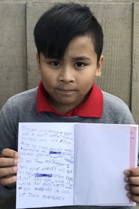 Ms Romulo's son Giro, who made a Mother's Day card for her.
