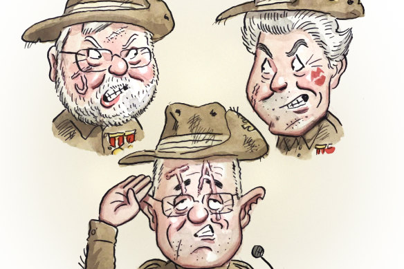 Reporting for duty: Rudd, Turnbull and Smith.