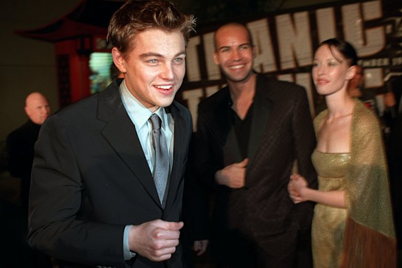 Zane, with Leonardo DCAPIio, at the Chinese the Chinese morning in 1997 for Titanic's premiere.