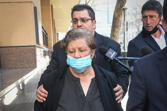 Zoran Pandilovski's brother and mother leave court on Thursday.