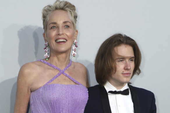 Sharon Stone with her son Roan Joseph Bronstein in July 2021.