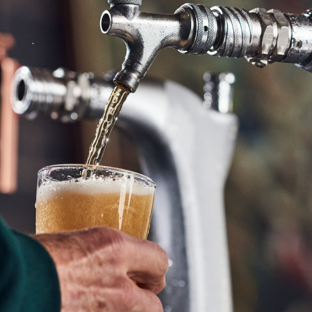 Pouring a cold VB at Carlton United Breweries' Brewhouse in Abbotsford, Victoria. VB is remembered for its advertising campaign: “A hard-earned thirst needs a big, cold beer.”