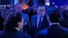 Former PwC CEO Luke Sayers and Victorian Premier Daniel Andrews talk to ABL partner Leon Zwier at the law firm’s 70th birthday party at Melbourne’s Grand Hyatt on Monday August 21, 2023.