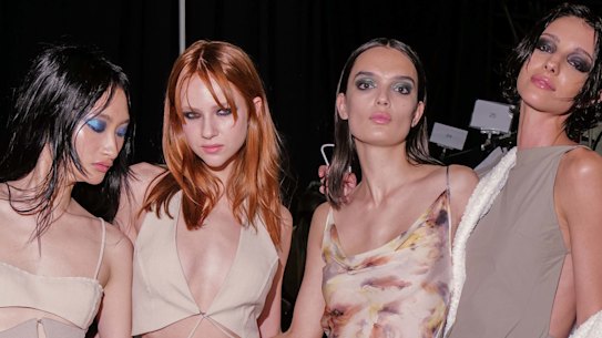 Bec and Bridge Backstage at Australian Fashion Week. Hair by Diane Gorgievski from Redken. 