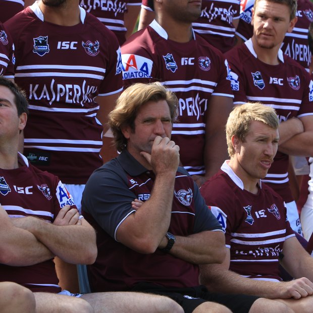 Des Hasler ponders ahead of what was his final game as coach of Manly in his first stint at the club.