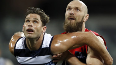Tom Hawkins and Max Gawn.