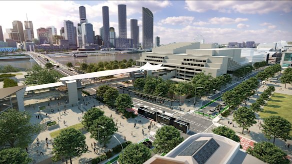 There are calls to extend the public realm being created outside the Queensland Cultural Centre at South Brisbane down Melbourne Street towards West End.